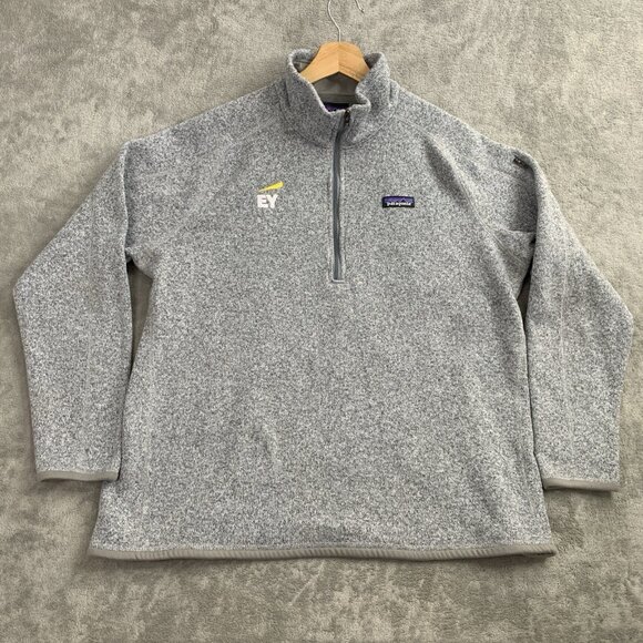 Patagonia Jacket Womens XXL Gray Better Sweater 1/4 Zip Ernest & Young Logo EY - Picture 1 of 10